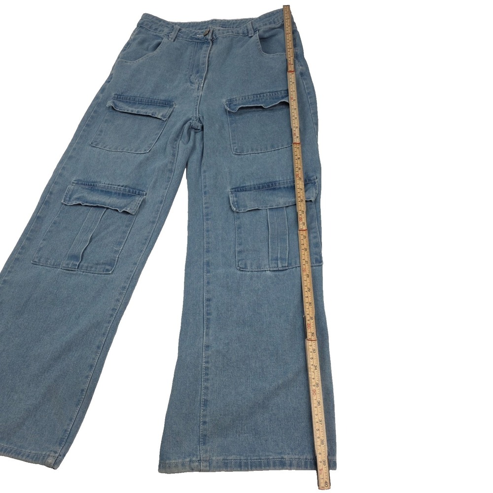 Women's Cargo Jeans Baggy Wide Leg Mom Y2K - Picture 2 of 7